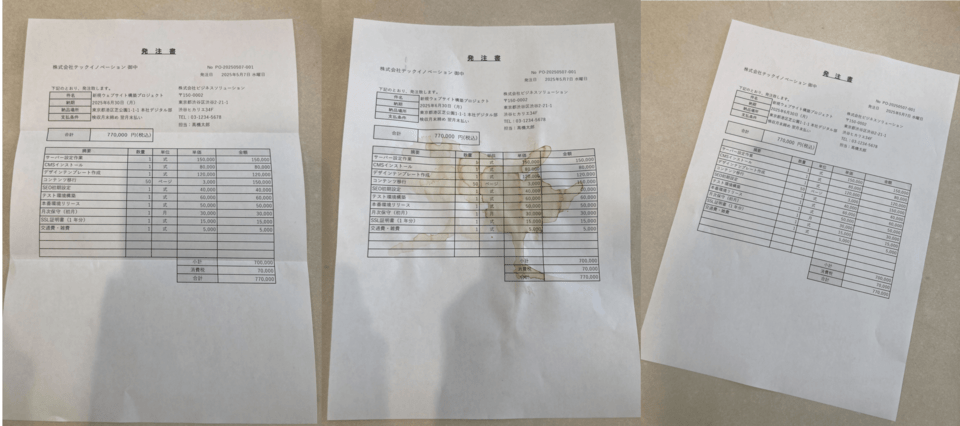 発注書のサンプル