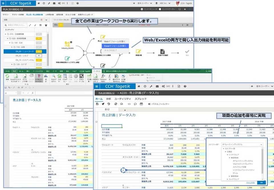 CCH Tagetikの操作画面
